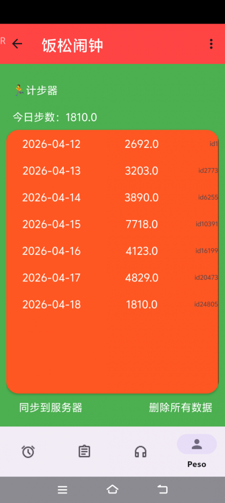 饭松闹钟APP计步器功能图
